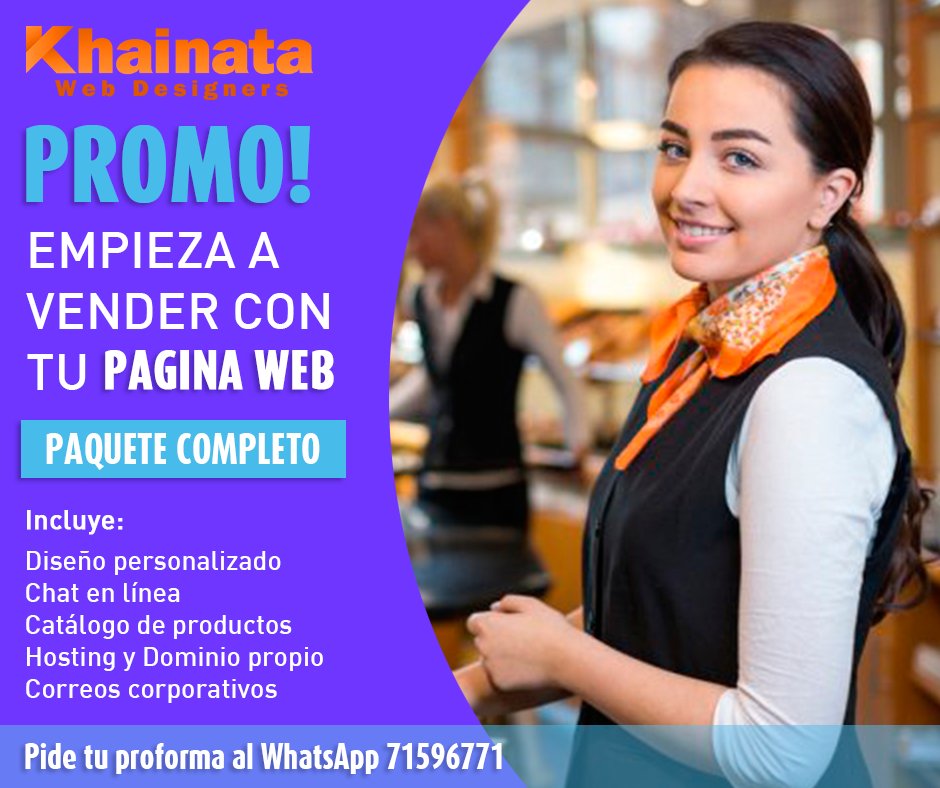 Khainata's tweet image. Khainata - Web Designers, diseño Web y alojamiento de sitios Web. 

 #Wendesign #Webhosting #Webmedia +591 71596771
