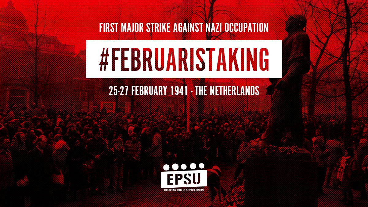 This is the story of the first major strike against Nazi occupation: #Februaristaking!

🧵Read the thread!

✊🏾 84 years ago, workers in the Netherlands went on strike against Nazi occupation.

Let's take a moment to remember the #FebruaryStrike ahead of <a href="/FNV/">FNV</a>'s commemoration👇🏾