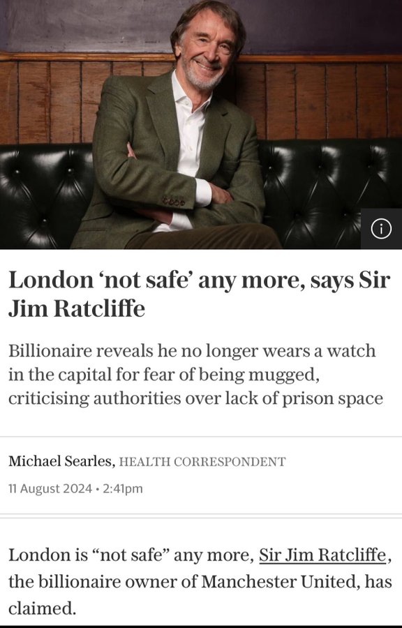 If Sir Jim Ratcliffe wore 10 real £40,000 Rolex's on each arm, and they all got stolen, and he went into London every single day.

It would take him 5,000 days, 13.7 years, and 100,000 Rolex's to pay back the £4bn he has dodged in taxes.