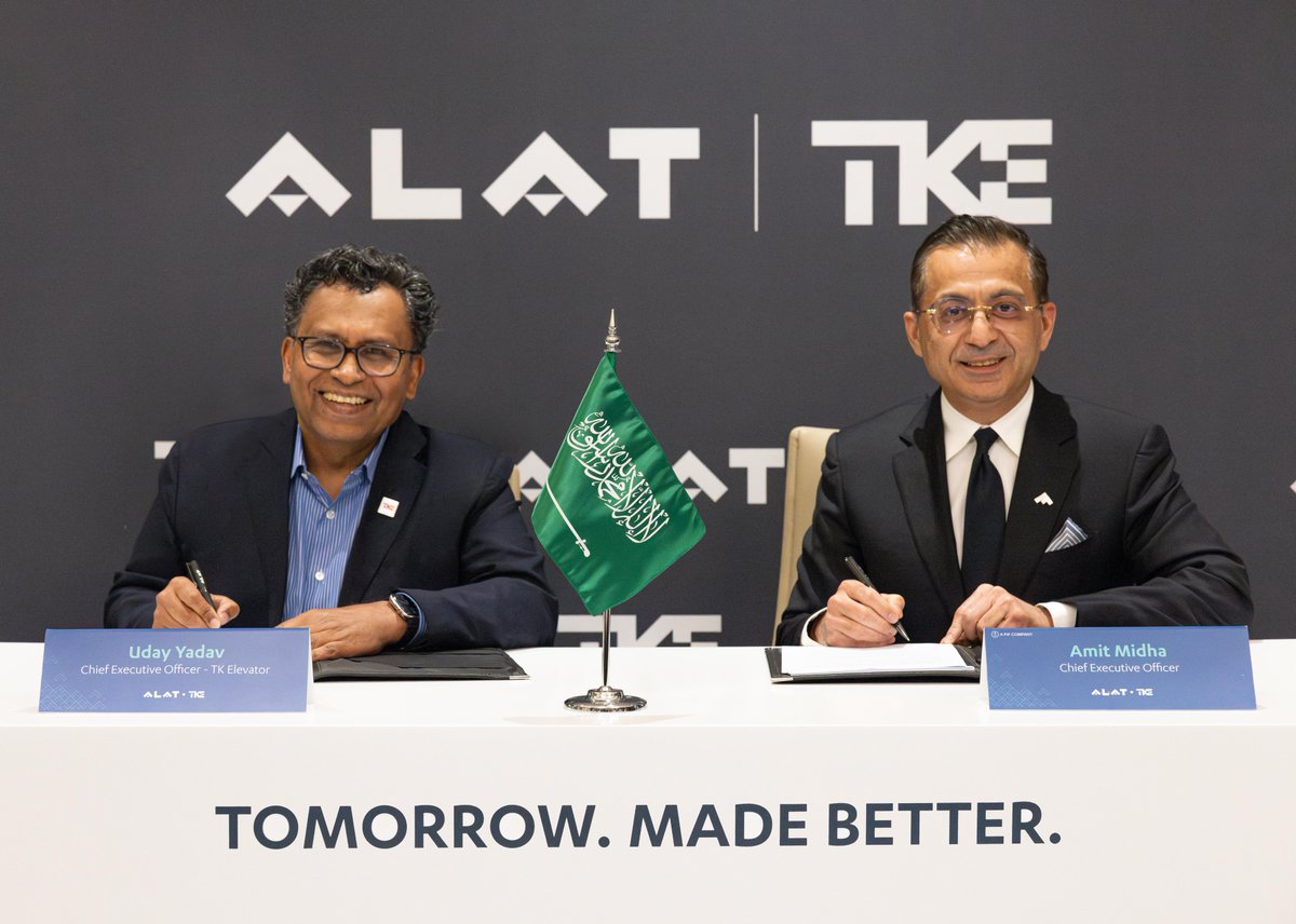 Amit Midha (@amitmidhaceo) on Twitter photo I’m proud to announce that <a href="/alat_tech/">Alat | #TomorrowMadeBetter</a> is joining forces with <a href="/TKE_Global/">TK Elevator</a> in a €160M joint venture to manufacture elevators and escalators in Saudi Arabia. This is a cornerstone of our commitment to create a global sustainable technology manufacturing hub in Saudi Arabia focused I’m proud to announce that <a href="/alat_tech/">Alat | #TomorrowMadeBetter</a> is joining forces with <a href="/TKE_Global/">TK Elevator</a> in a €160M joint venture to manufacture elevators and escalators in Saudi Arabia. This is a cornerstone of our commitment to create a global sustainable technology manufacturing hub in Saudi Arabia focused