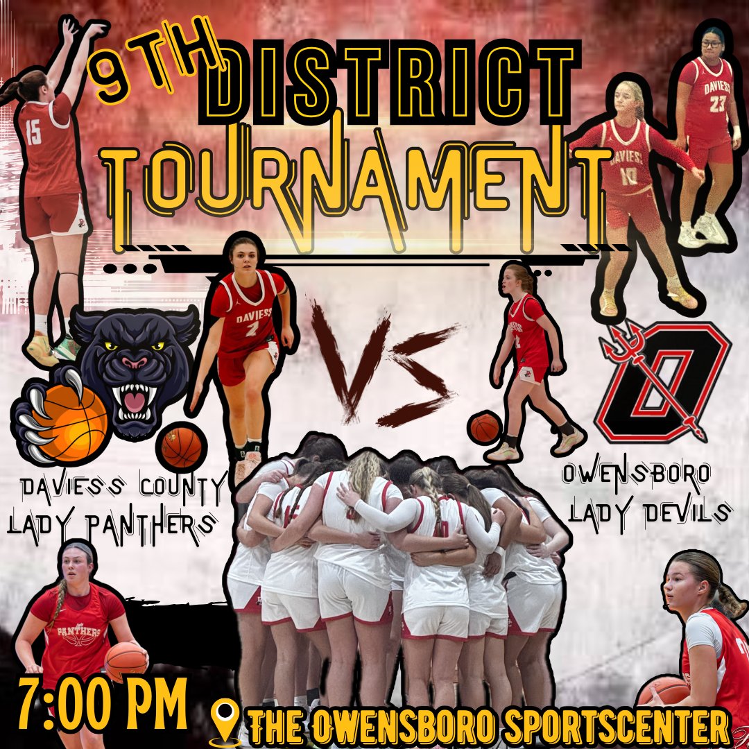 🏀It’s GAME DAY!!!! 🐾
The 9th district Tournament Starts Tonight! 
Come out and support our Lady Panthers as they take on the Owensboro Lady Devils!
📍 Owensboro Sportscenter 
⏰7:00