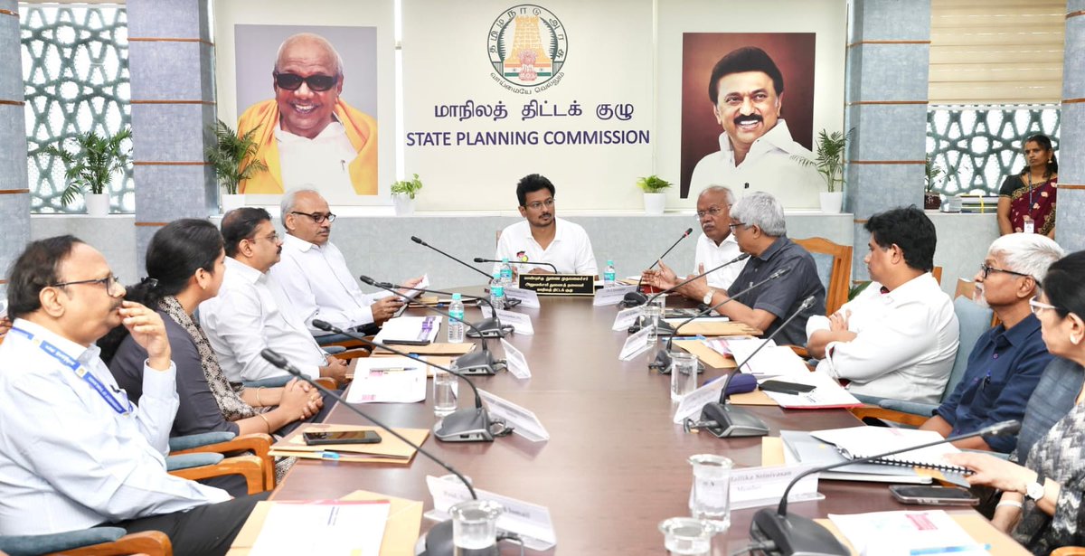 TN_Plan's tweet photo. A review meeting of the State Planning Commission held today (24.02.2025) at 11:30 AM at the State Planning Commission, Chepauk, Chennai, chaired by Hon'ble Deputy Chief Minister &amp; Ex-Officio Vice Chairman of the State Planning Commission Thiru. @Udhaystalin https://t.co/qKEbbcnNJK