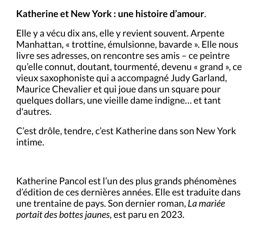 SofieBooks's tweet photo. Lecture en cours 🤩🤩🤩, j’adore 🥰, on a l impression se promener avec Katherine 👣 , c est très agréable à lire 
@KPancol @AlbinMichel 🗽🇺🇸 https://t.co/Lwtv1erPvg