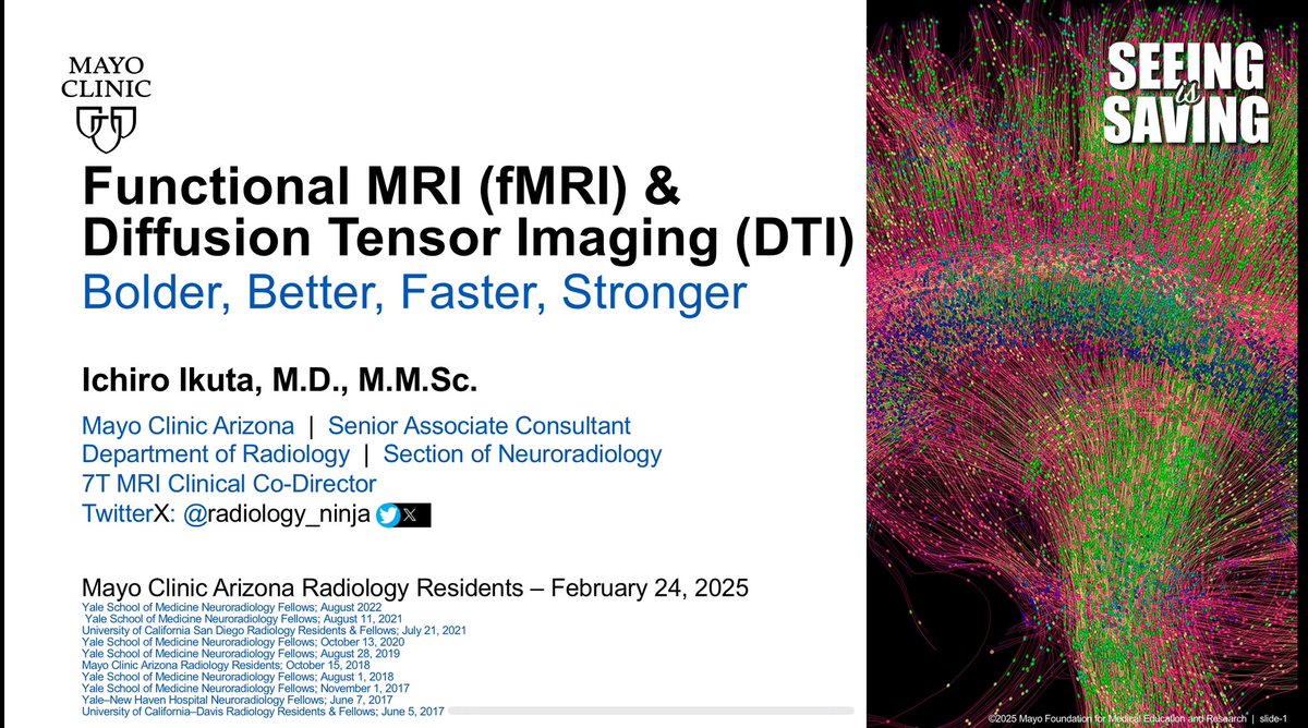 radiology_ninja's tweet image. Today’s #radiology resident lecture is:
“Functional MRI (fMRI) &amp;amp; Diffusion Tensor Imaging (DTI): Bolder, Better, Faster, Stronger”
🧠🧲#NeuroRadiology #fMRI #DTI #MedEd 
#SeeingIsSaving