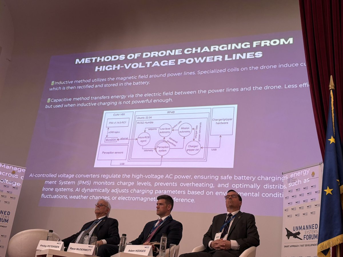 hansdamen's tweet photo. Smart idea from Ukraine; charging drones by using induction, AI and high voltage powerlines. #usf25 @NSC_Romania https://t.co/CFdEHxEpWn