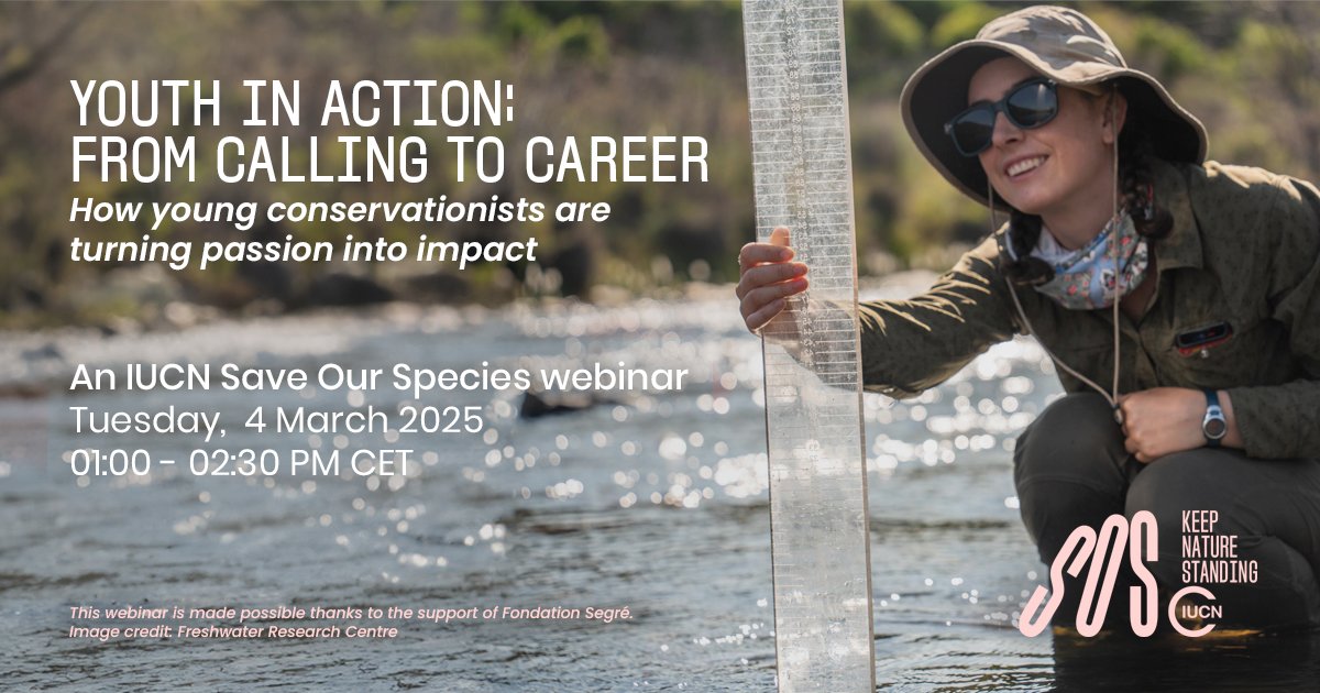 IUCN Red List (@iucnredlist) on Twitter photo Young people are driving change in #conservation but need more opportunities and support to get there.
Join the next <a href="/IUCNsos/">IUCN Save Our Species</a> webinar to learn how they’ve built careers, overcome challenges, and found opportunities to make an impact.
Register now: shorturl.at/NV09S Young people are driving change in #conservation but need more opportunities and support to get there.
Join the next <a href="/IUCNsos/">IUCN Save Our Species</a> webinar to learn how they’ve built careers, overcome challenges, and found opportunities to make an impact.
Register now: shorturl.at/NV09S