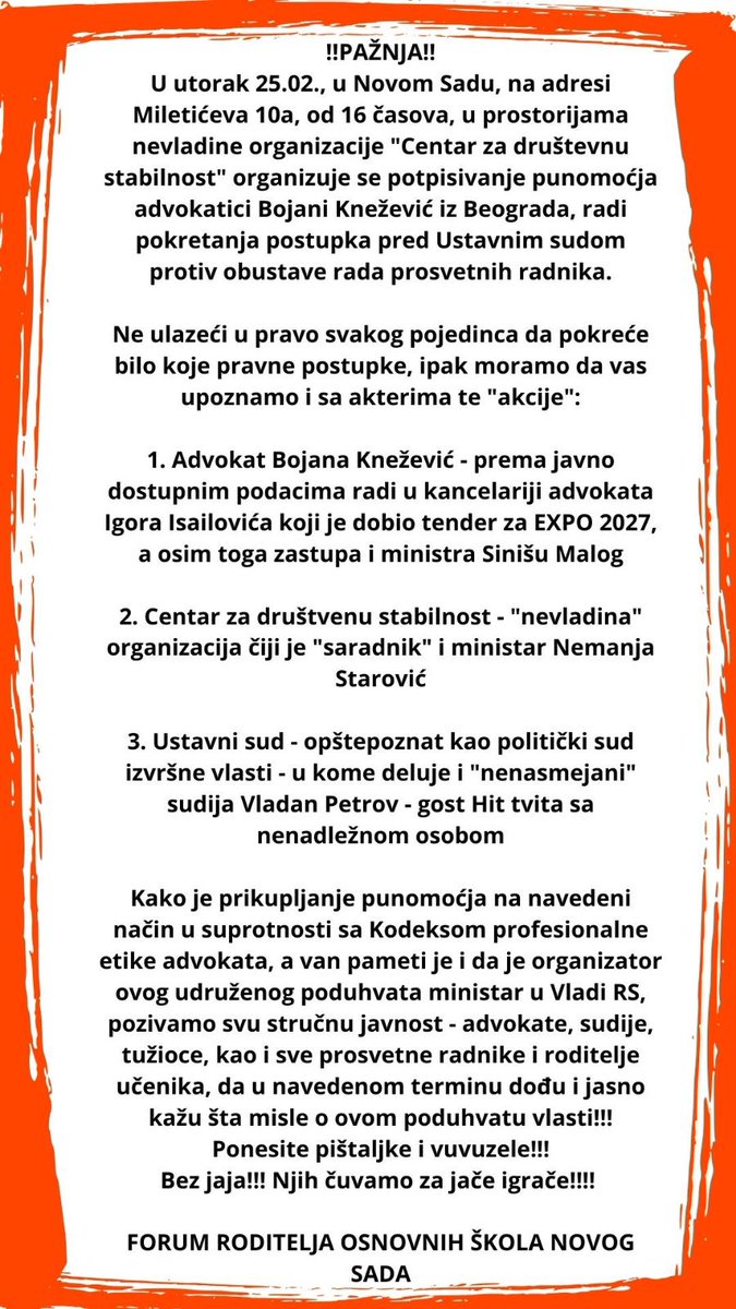 _tangled_mess's tweet image. Sutra idu tužbe protiv nastavnika. Ako nekog i dalje zanima da se bori, evo prilike..(znam da vas ne zanima)