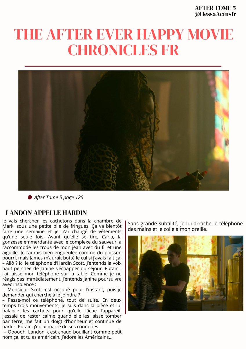 Afterbtschroni1's tweet photo. Afternators, voici les chroniques françaises se référant à #AfterChapitre4 avec les passages du livre correspondant aux passages du film. https://t.co/XYK6p6xsmJ