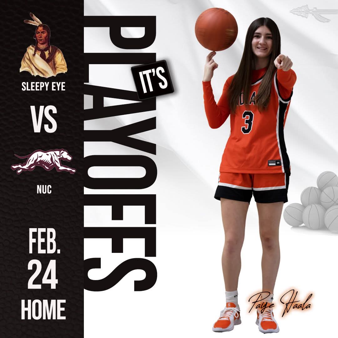 It's here!!  Playoffs, the best time of the year! win or go home.  
It's a BLACKOUT TONIGHT!  Should be a full house, Sleepy Eye boys play Cleavland at 5:30 our game vs Cathedral will follow.