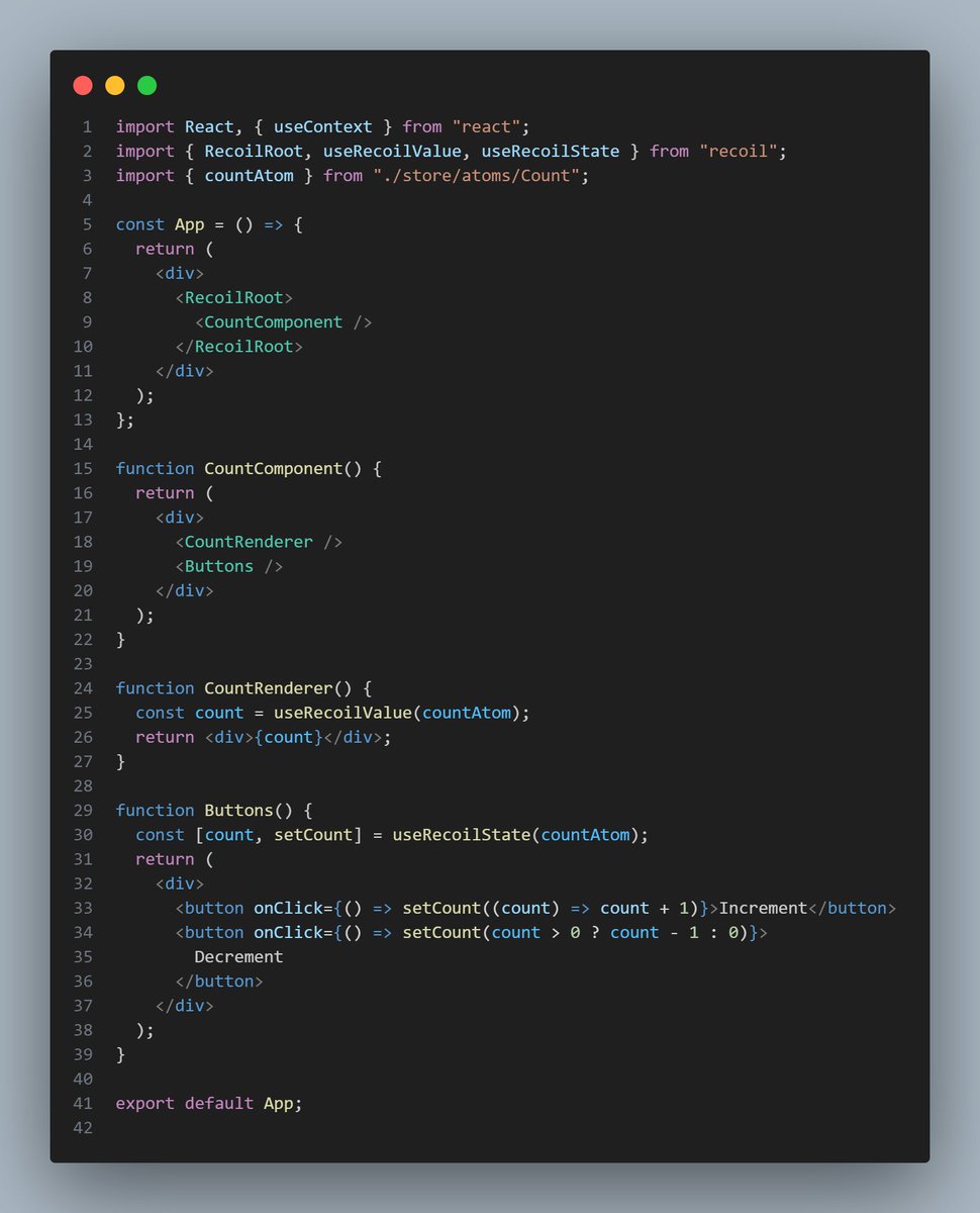 RakeshR35552020's tweet image. Built a slick counter app with Recoil &amp;amp; React in Vite! Increment/decrement like a pro 🚀 #ReactJS #RecoilJS #WebDev 📷🔥 @kirat_tw @100xDevs @sargampoudel @SujithThiru