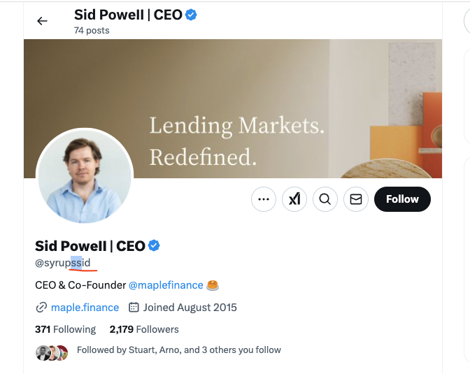 Be careful of fake account dm'ing people ("<a href="/syrupssid/">Sid PoweII | CEO</a>"). It asks you to download malware through a fake teams/zoom link. 

Have had 10 people DM me about this over the weekend. Please report!