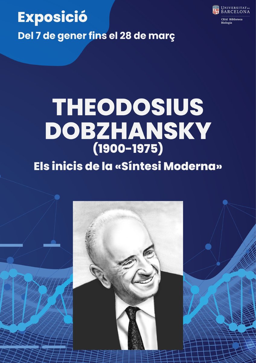 #BCTrecomana l'exposició sobre el genetista i biòleg evolutiu #TheodosiusDobzhansky al CRAI Biblioteca de Biologia de la UB (@craiubbiologia.bsky.social).

📅Fins al 28 de març
🔗crai.ub.edu/noticies/theod…

<a href="/uabbiociencies/">Facultat de Biociències UAB</a> <a href="/IBB_UAB/">Institut de Biotecnologia i de Biomedicina UAB</a>