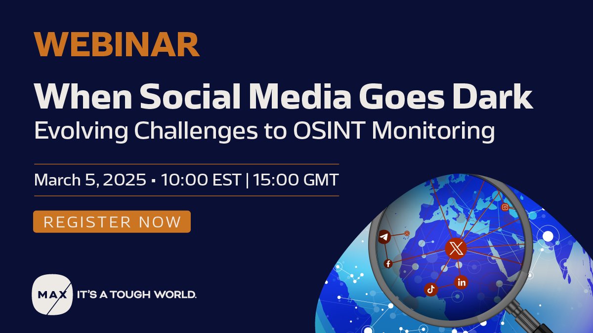 MaxSecurityLTD's tweet image. Are you missing critical insights?
Social media is changing FAST.  Join our expert-led webinar on adapting your intelligence gathering approach. March 5th, 10:00 EST. Speaker: Adam Charlton. 
Register: hubs.ly/Q037Xdzw0 #OSINT #ThreatIntelligence #MAXSecurity