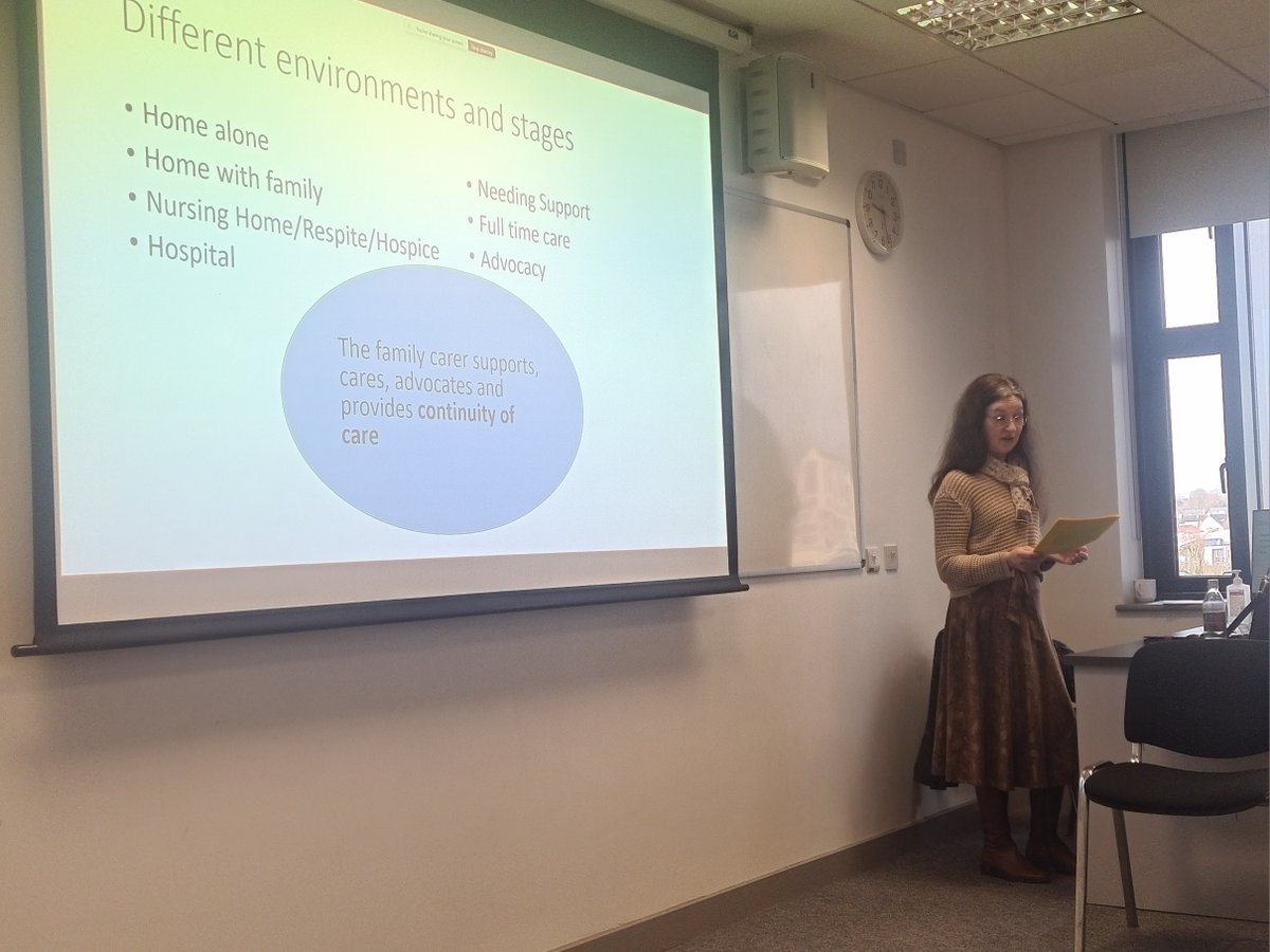 DCCNIRL's tweet photo. Our wonderful #DCCN Acting Chair @crampton_susan returned to @UCC to speak to students of the MSc Dementia programme. Susan spoke about her lived experience of caring for a loved one with dementia. Thank you Susan #carers
@alzheimersocirl @UCC_medicine @UCCMedHealth @DrSiobhanFox https://t.co/UsXfojAaXd
