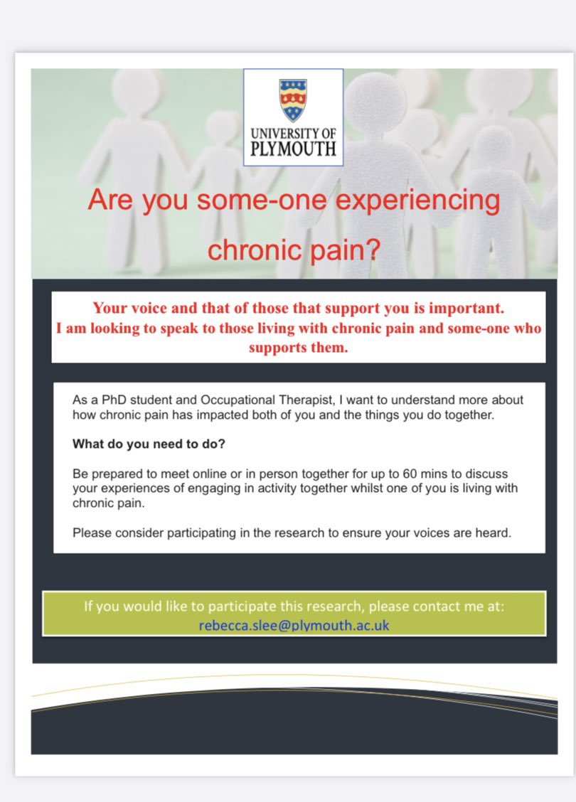 rebecca_slee's tweet image. Are you some one experiencing #chronicpain or someone who is a carer, friend or family member of someone living with #chronicpain ? Please consider participating in this research …..
📣 Your voice is important 📣