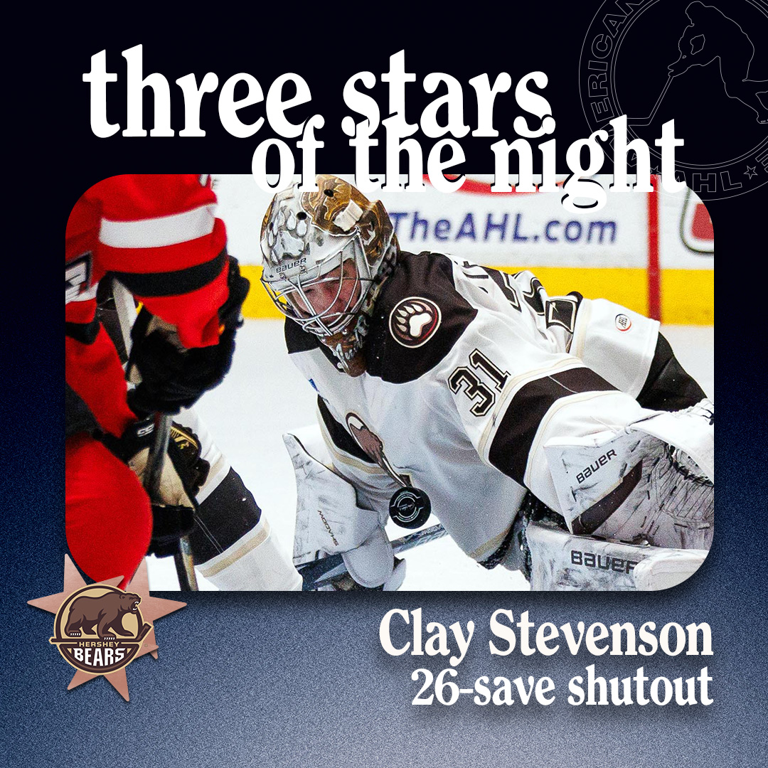 TheAHL's tweet photo. Sunday’s AHL Three Stars of the Night ⤵️

⭐️ Max Jones @AHLBruins  
⭐️⭐️ Bradly Nadeau @Chicago_Wolves  
⭐️⭐️⭐️ Clay Stevenson @TheHersheyBears https://t.co/w5QYS85IoN