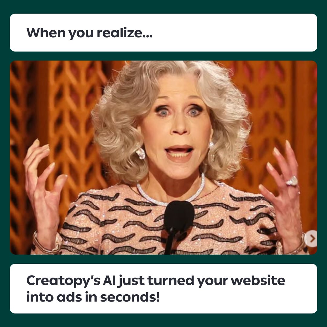 🏆 Decades to build a legacy. Seconds to generate ads.

AI can turn your website into a full ad set—instantly. Try it now. ⚡👇
#aitools #SAGAwards2025 #DigitalMarketing