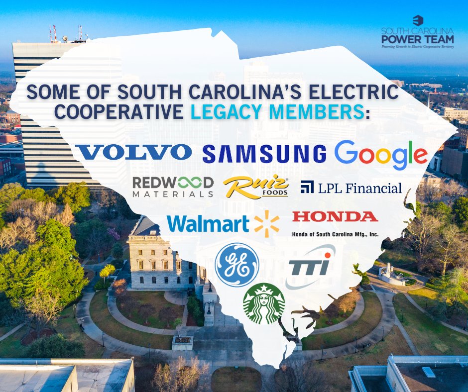 SCpowerteam's tweet image. The South Carolina Power Team's Legacy Members are composed of more than 450 industrial & commercial employers served by our 19 electric co-ops. For 30+ years, our existing industry program has allowed us to personally know local plant managers and respond to their unique needs.