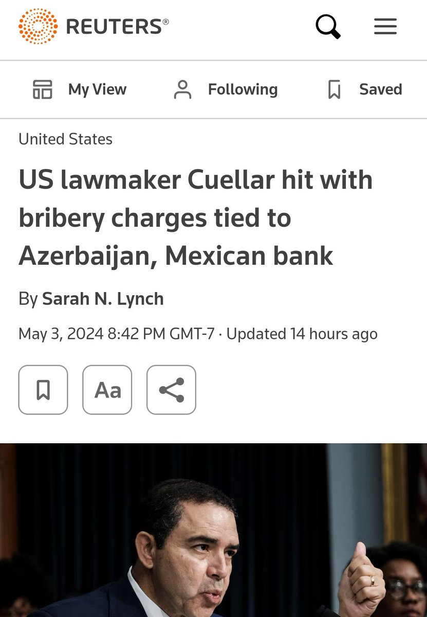 _VicenteSerrano's tweet photo. ¿Cargos de corrupción contra político de EUA involucra a un Banco? Sí, Banco Azteca de @RicardoBSalinas.

Así que ¿Quién miente pues? Esto de acuerdo a la agencia de noticias @Reuters https://t.co/cYnX7joR5a