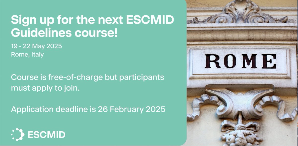 EUCIC1's tweet image. ⏰ Tick-tock for the next ESCMID Guidelines course this May in Rome! Join this training program and gain the knowledge and skills to take an active role in defining your local (or international) guidelines.😎🤓 @ESCMID @TAEscmid -&amp;gt; ow.ly/MI9w50V1nFg