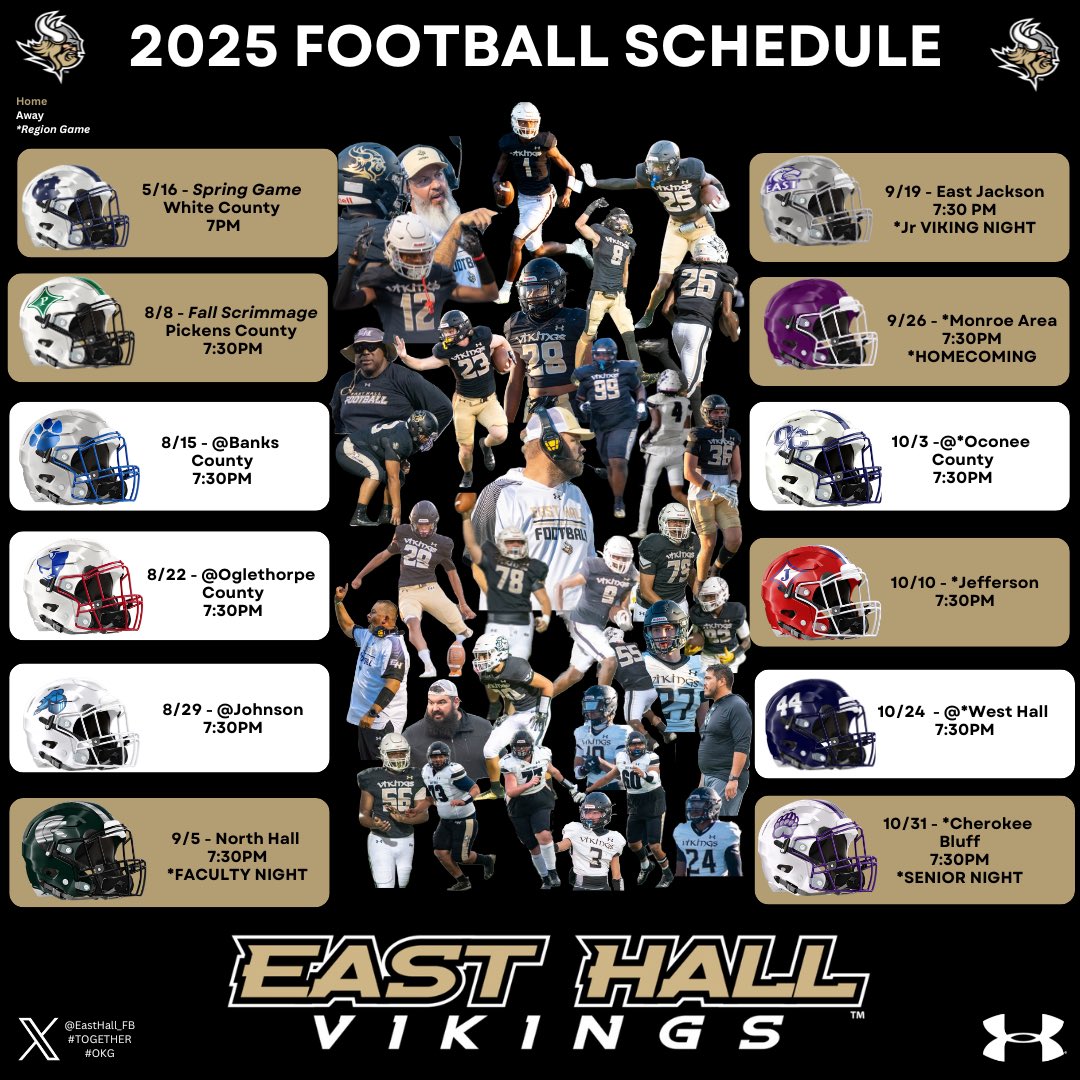 2025 Schedule! Go Vikings! 
#TOGETHER
#OKGs 
<a href="/EHHSVikings/">EHHS Vikings</a> <a href="/EHTouchdownClub/">EH Vikings Football Boosters</a> <a href="/EHViking_S_C/">East Hall S&C</a> 
<a href="/Matttur/">Matt Turner</a> <a href="/COACH_ESPI/">Gil Espinoza</a> <a href="/CoachJoeyRider1/">joey rider</a> <a href="/CoachJimboHale/">Jimbo Hale</a>