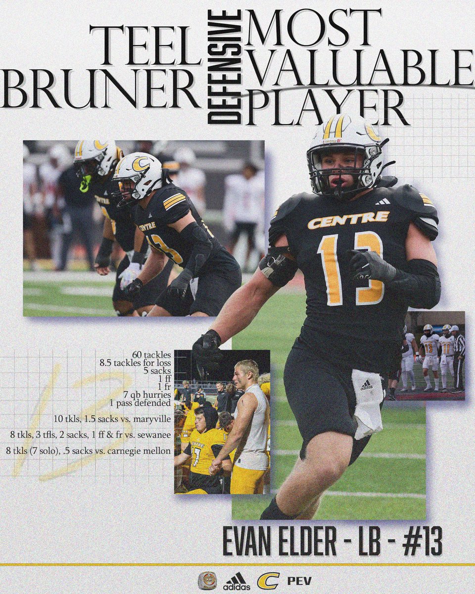 Teel Bruner Defensive MVP — LB Evan Elder