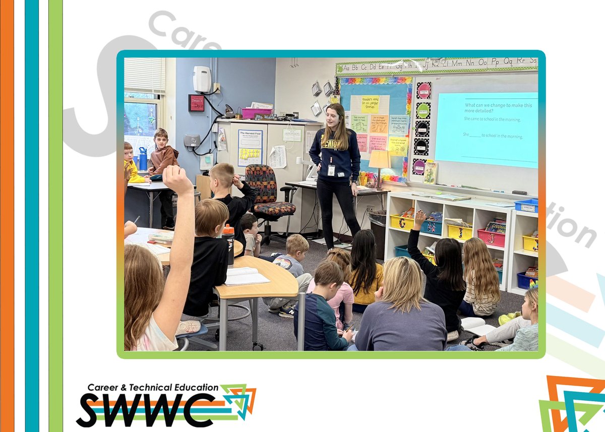 Madison Esterline, a second-year student in the SWWC Careers in Education program, is showcasing her natural gift for teaching! Here she's engaging her 2nd grade class with a lesson she prepared on verbs. We can't wait to see her thrive as an elementary teacher after graduation!