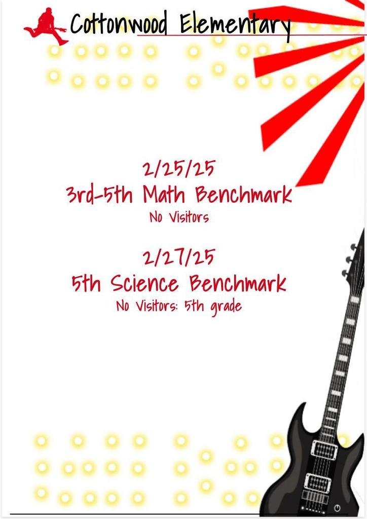 Benchmark Testing this week. Please make sure your student gets plenty of rest and is present for school.