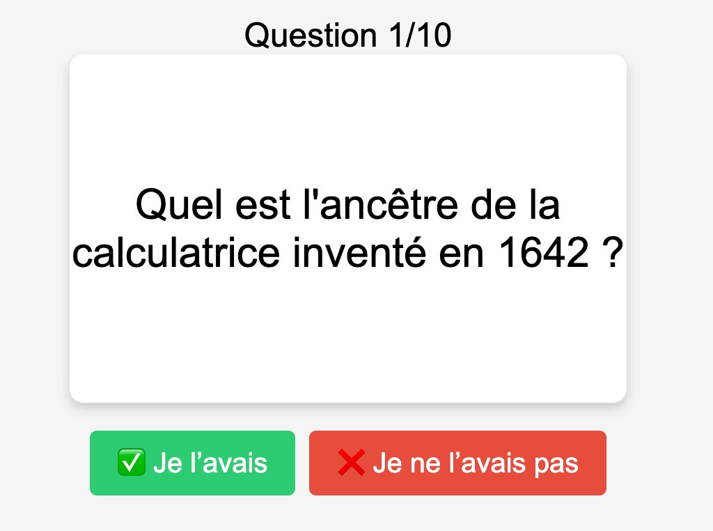 Petit tuto pour réaliser des flashcards de révision en 5 min pour les élèves (ou leur permettre de créer les leurs) avec une #IA générative. Cela permet de générer un fichier html qui s'ouvre avec le navigateur, même hors ligne. Et d'avoir un contrôle sur les contenus générés.