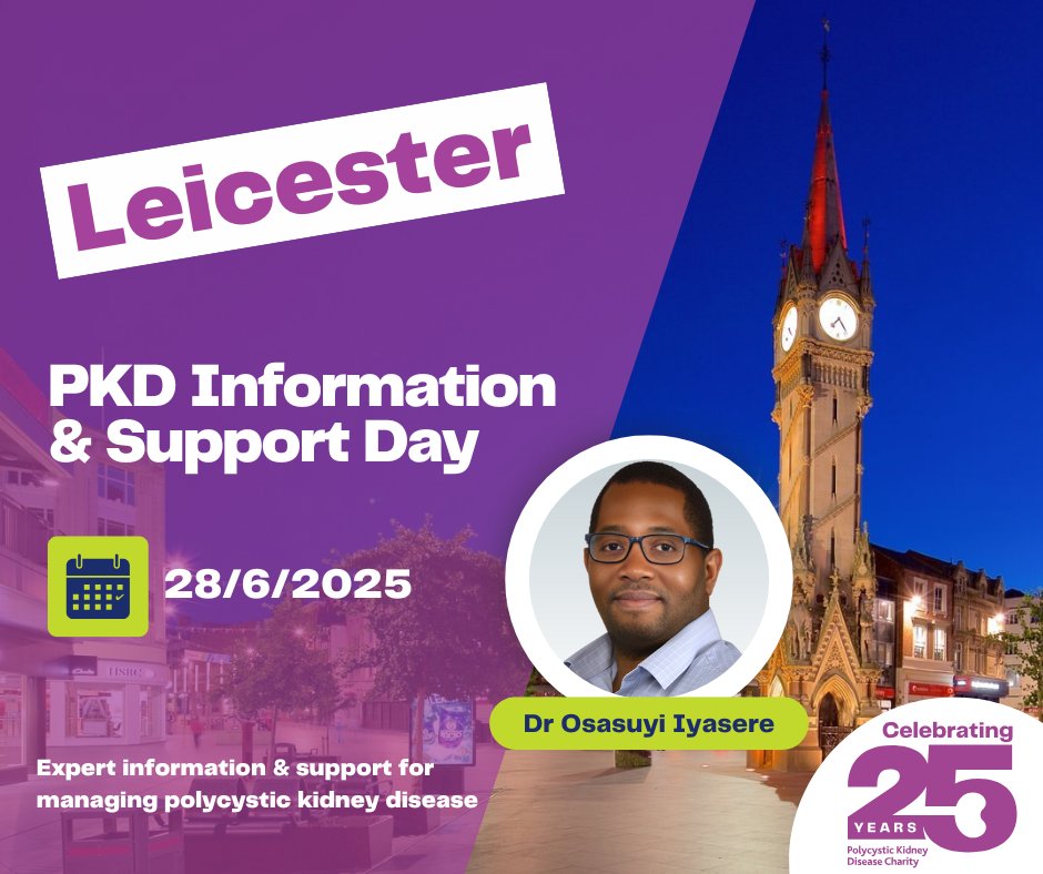 📢Looking for guidance on how to best manage Polycystic Kidney Disease (PKD)? 

Join us at our Leicester Information &amp; Support Day, hosted by Kidney Specialist Dr Osasuyi Iyasere. 

Attendance is free to patients, family members and healthcare professionals, including lunch and