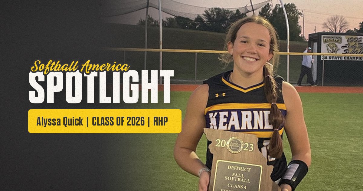 Softball America (@softbalamerica) on Twitter photo This week’s spotlight: Pitcher from Missouri, Alyssa Quick.
“I want the ball. I am highly competitive person and playing at the next level has always been a dream of mine since I was eight,” said Quick.
More on Quick 👉 on3.com/softball/news/…
<a href="/AlyssaQuick_17/">Alyssa Quick RHP</a> | This week’s spotlight: Pitcher from Missouri, Alyssa Quick.
“I want the ball. I am highly competitive person and playing at the next level has always been a dream of mine since I was eight,” said Quick.
More on Quick 👉 on3.com/softball/news/…
<a href="/AlyssaQuick_17/">Alyssa Quick RHP</a> |