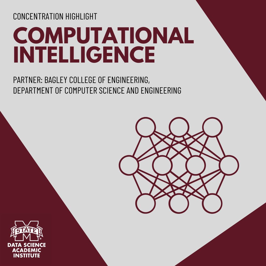 MsStateDataSci's tweet image. For this week's Covering the Concentrations, we are highlighting the Computational Intelligence Concentration! They are partnered with the Bagley College of Engineering.
Visit our website to find out more: dsci.msstate.edu