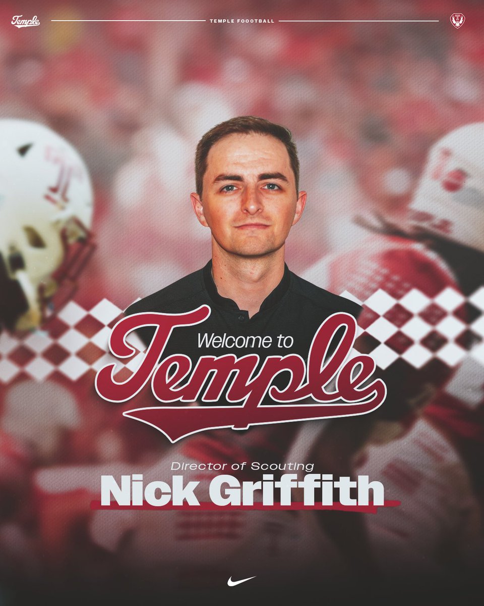 Temple Football (@temple_fb) on Twitter photo Join us in welcoming <a href="/NickGriffithFB/">Nick Griffith</a> as our new Director of Scouting! Ready to see his impact 🔍🏈
#TempleTUFF Join us in welcoming <a href="/NickGriffithFB/">Nick Griffith</a> as our new Director of Scouting! Ready to see his impact 🔍🏈
#TempleTUFF