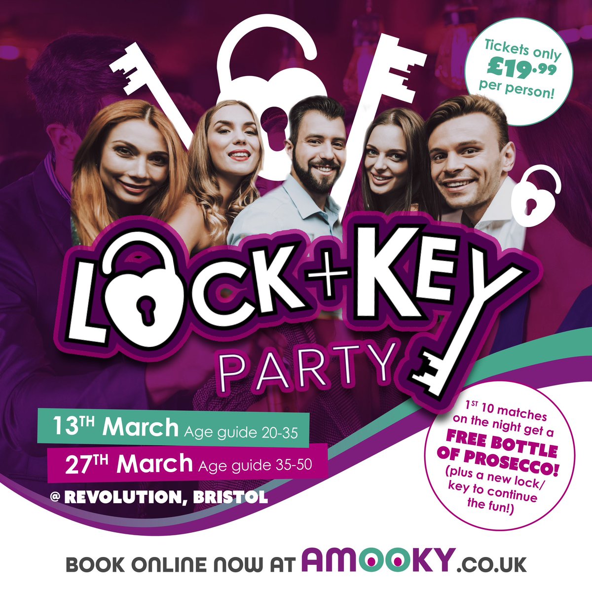 AmookyEvents's tweet image. Forget swiping! Find your Match in real life at our Bristol lock and key parties ❤️🔑 Two nights of fun, connection and maybe even in a spark!😉 Tickets: 
Amooky.co.uk