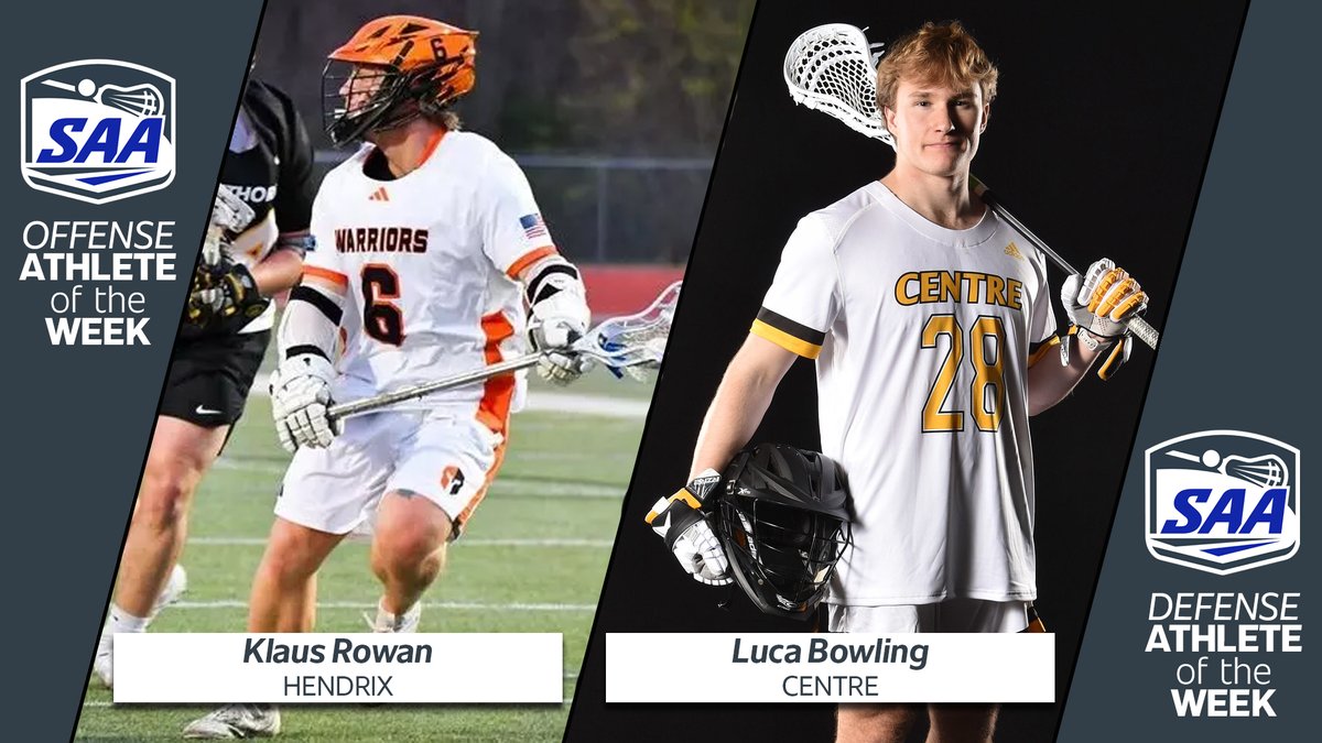 SAA Men’s Lacrosse Report – February 24, 2025
Offensive Athlete of the Week: Klaus Rowan, Hendrix
Defensive Athlete of the Week: Luca Bowing, Centre

🔗 ow.ly/9xYj50V5BNI