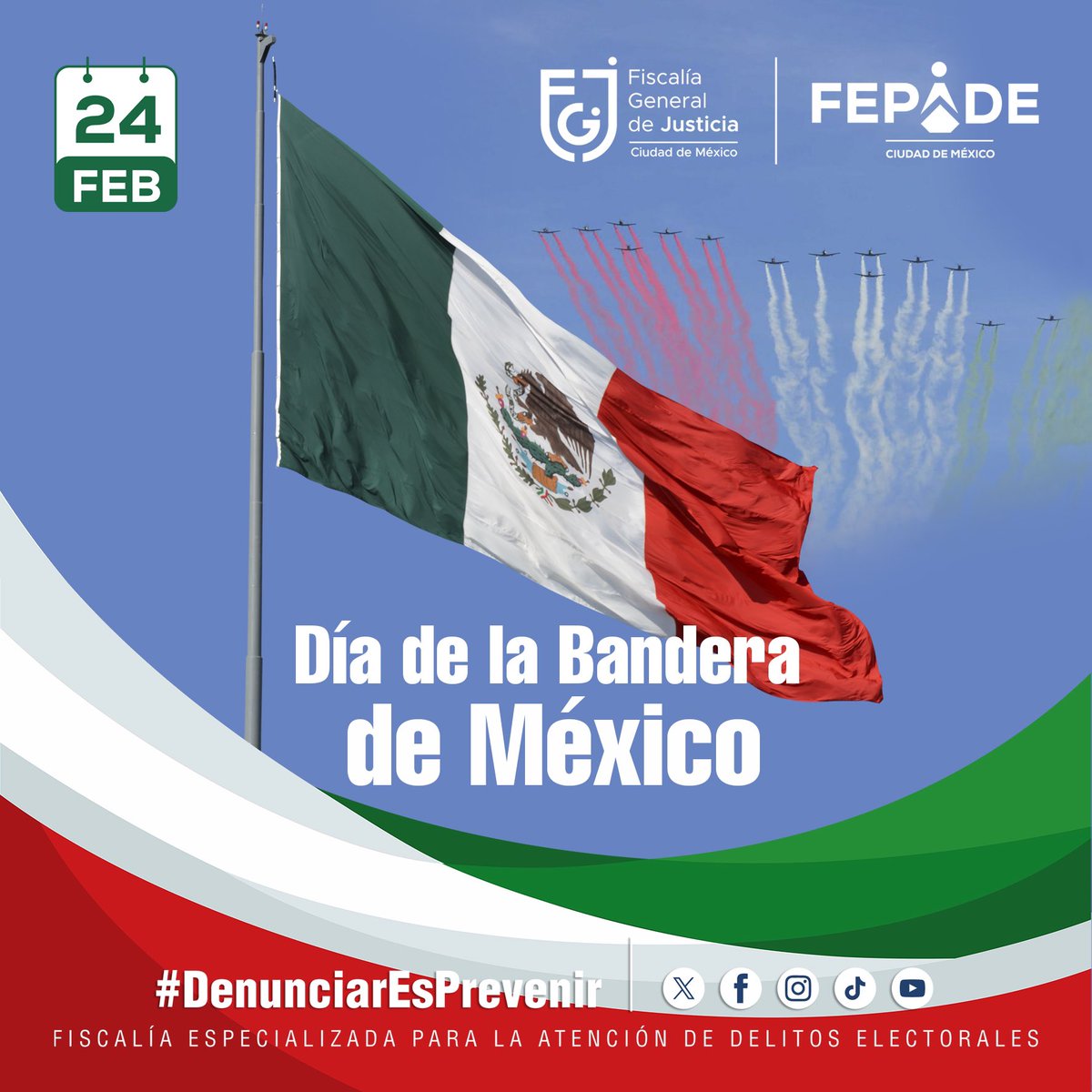 #Efeméride | Hoy celebramos el #DíaDeLaBandera 🇲🇽 un símbolo de identidad, historia y lucha por nuestra patria.