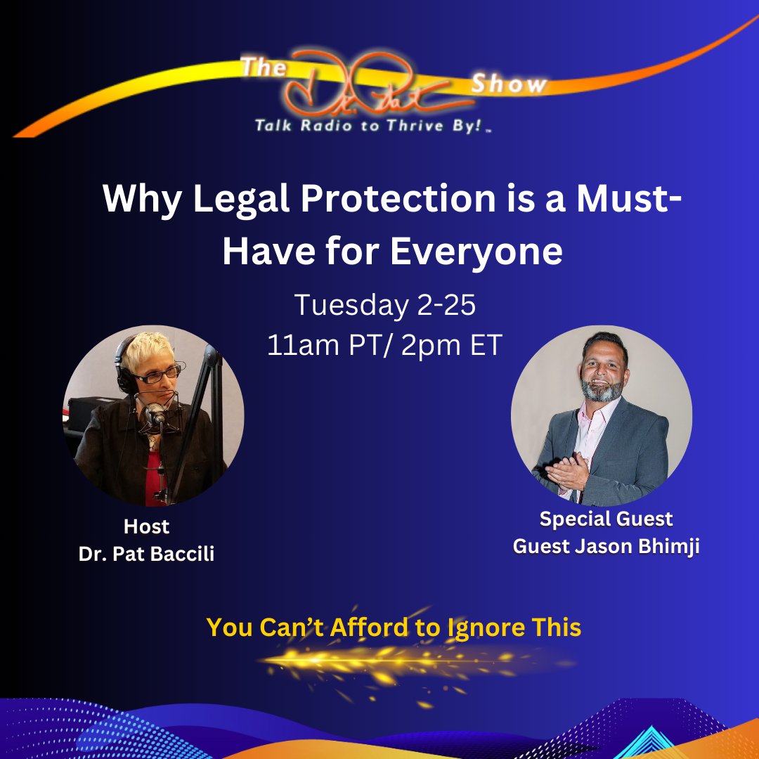 TheDrPatShow's tweet image. Have you ever felt lost when it comes to #legaldocuments #contracts #estateplanning #identitytheft? You can&apos;t #afford to miss this show👉ow.ly/MywN50V4OYQ #idsheild #cybersecurity #willprotection #jasonbhimji #thedrpatshow #drpat