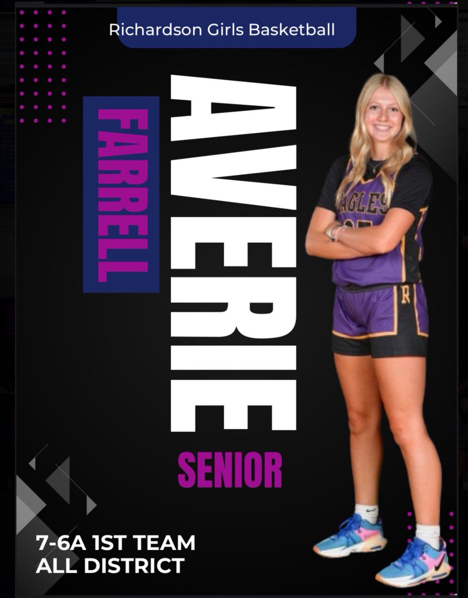RHS Girls Basketball (@le_hoops) on Twitter photo Congratulations Sr. PG <a href="/FarrellAverie/">Averie Farrell</a> 7-6A 1st Team All District 💪🏾
@richardsonhs1
<a href="/RHS_StayPurple/">Richardson HS Eagle Athletics</a>
<a href="/RHSABC/">RHS Booster Club</a>
<a href="/RichardsonISD/">Richardson ISD</a>
#txhshoops Congratulations Sr. PG <a href="/FarrellAverie/">Averie Farrell</a> 7-6A 1st Team All District 💪🏾
@richardsonhs1
<a href="/RHS_StayPurple/">Richardson HS Eagle Athletics</a>
<a href="/RHSABC/">RHS Booster Club</a>
<a href="/RichardsonISD/">Richardson ISD</a>
#txhshoops