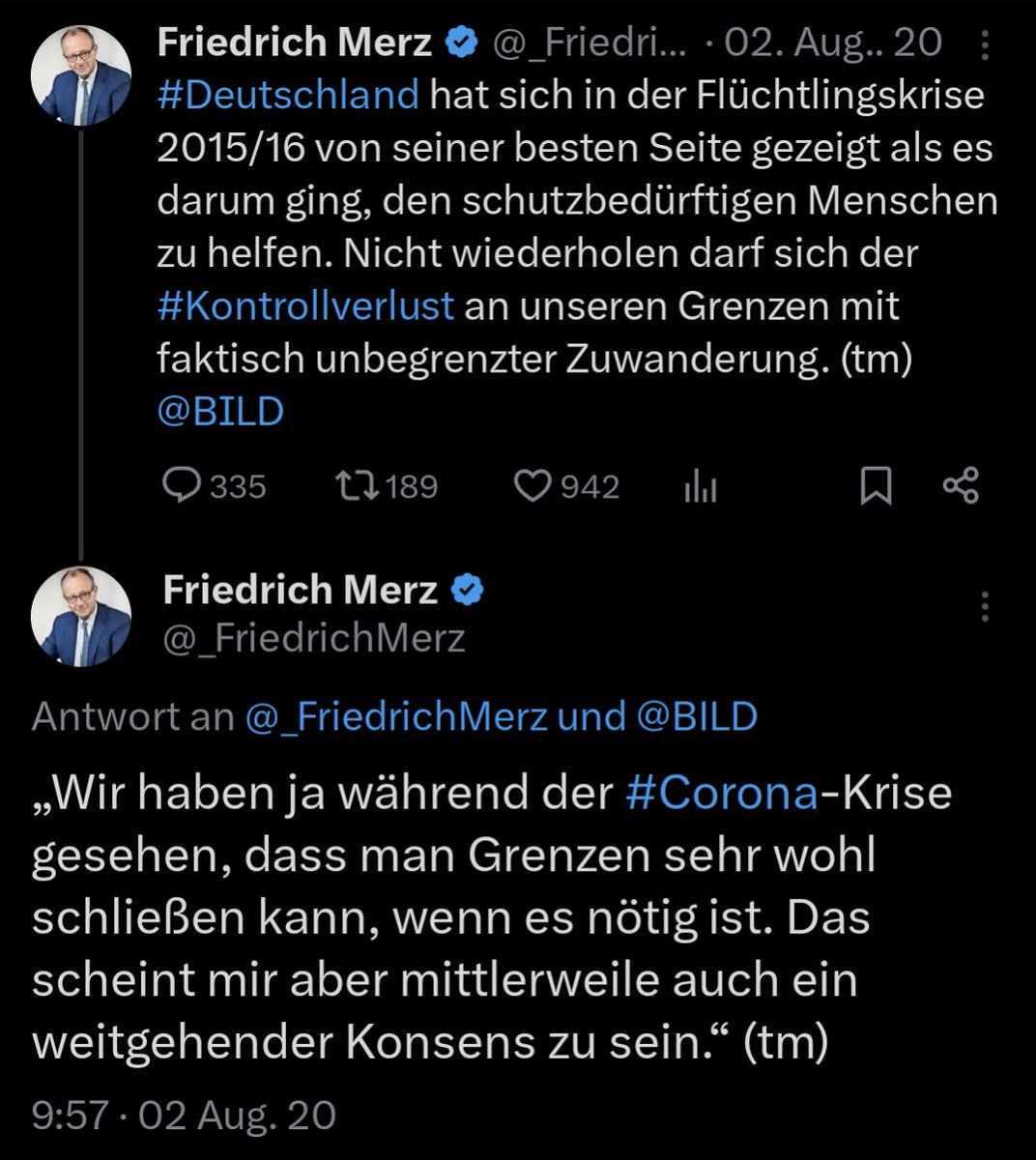 Für alle braven Gefolgsleute, die jetzt sagen, Friedrich Merz habe ja nie von Schließen der Grenze gesprochen und schon immer zwischen Zurückweisung und Schließen unterschieden; für alle, die gerade hektisch unter alle Posts dazu identische Community Notes ballern und allen