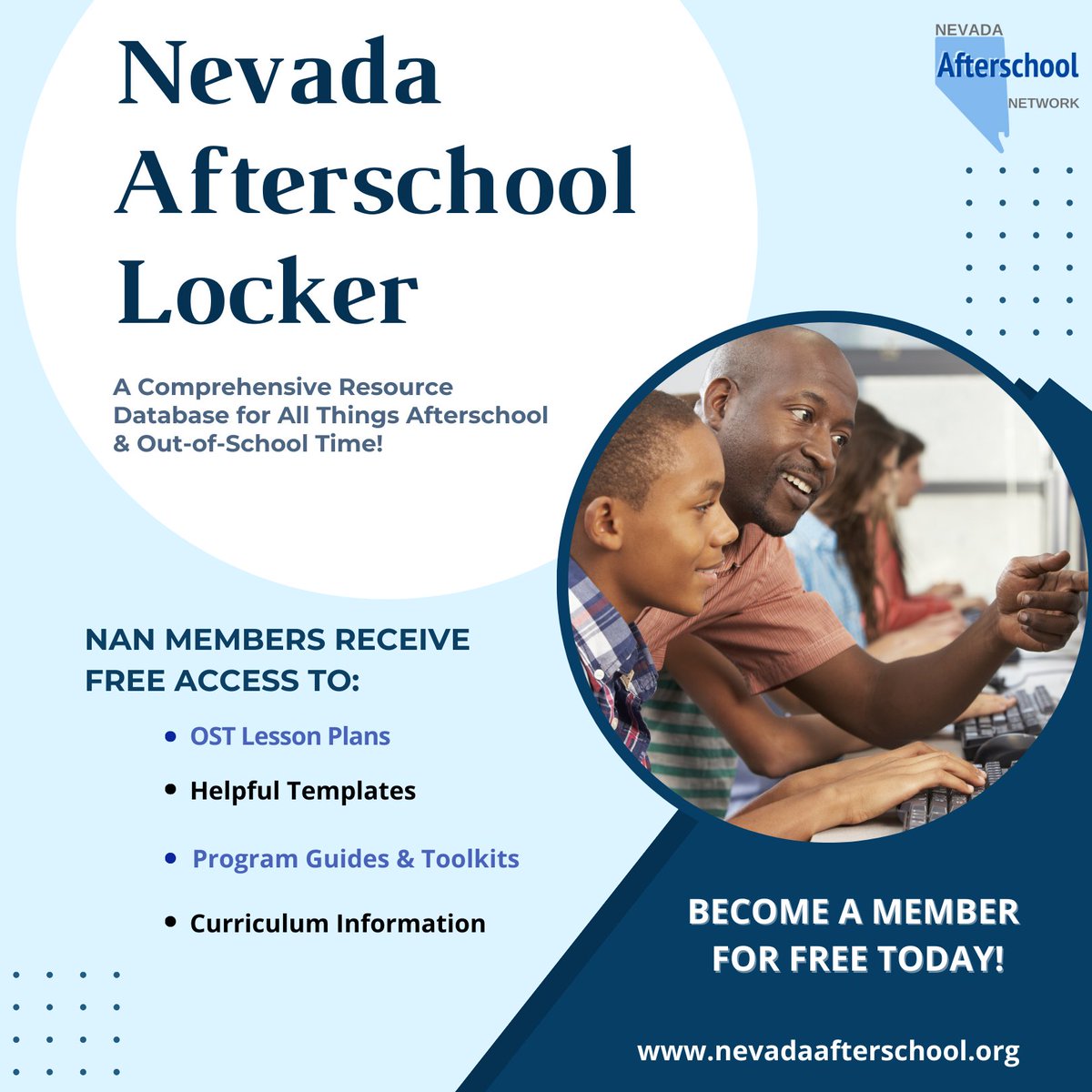 📚✨ Our Afterschool Locker is packed with over 200 resources designed to support Out of School Time Programs. Become a NAN Member for free and check it out!
nevadaafterschool.org/portal/locker/

#AfterschoolLocker #NANmembership #ResourcesForSuccess #NVOST #NVAfterschool