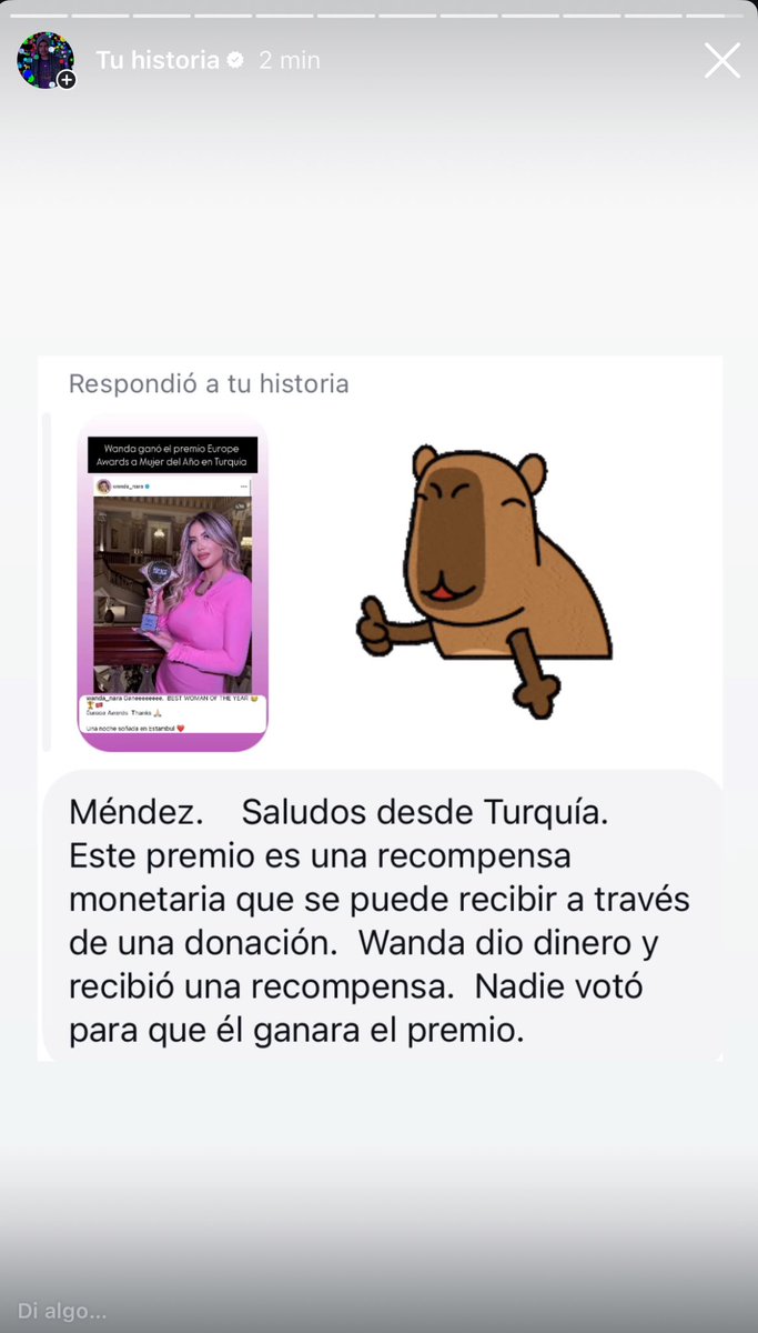 gusta_mendez's tweet photo. UNA SEGUIDORA TURCA ME CUENTA COMO ES EL PREMIO QUE GANÓ WANDA https://t.co/lkZe0MaFk0