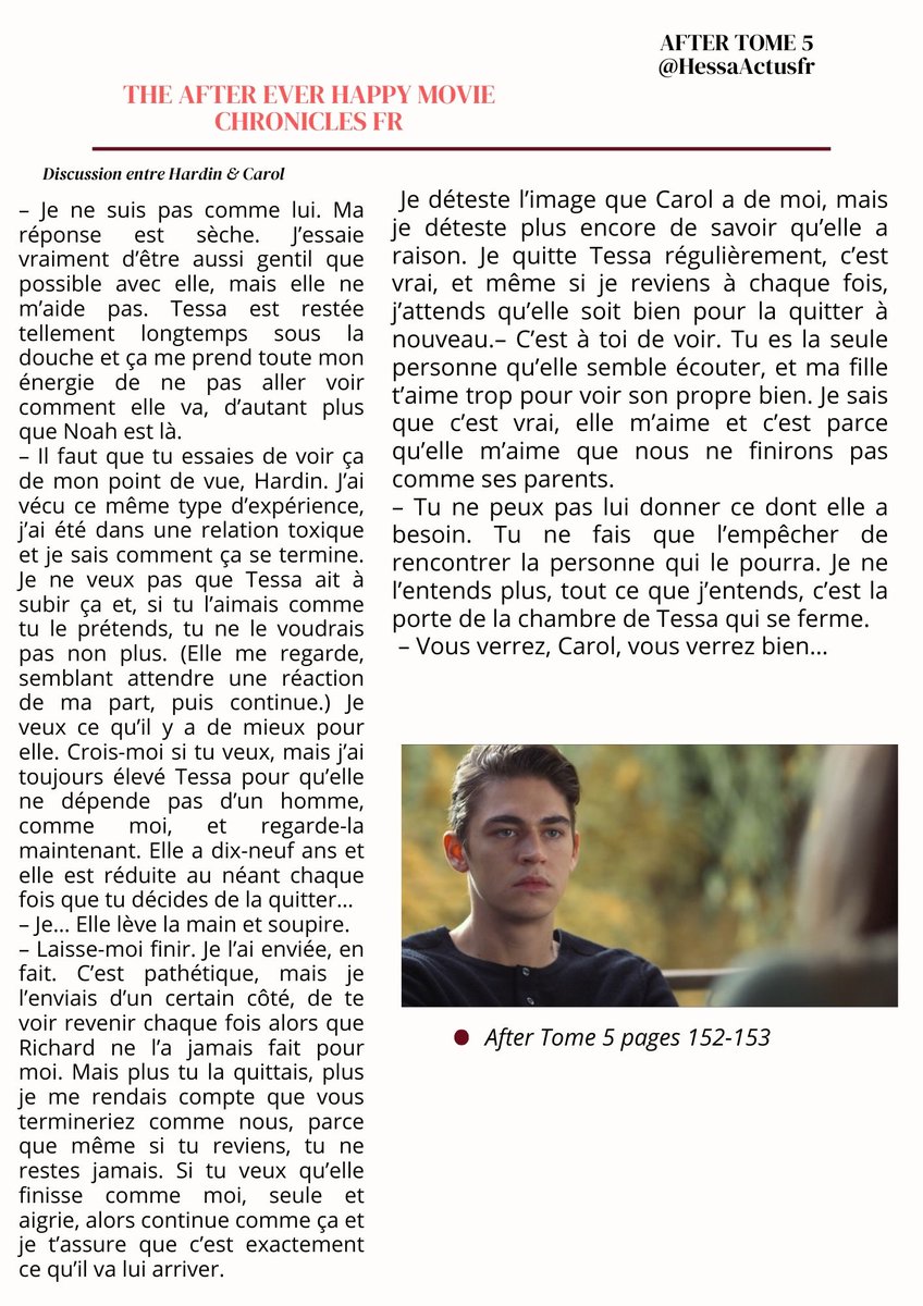 Afterbtschroni1's tweet photo. Afternators, voici les chroniques françaises se référant à #AfterChapitre4 avec les passages du livre correspondant aux passages du film. https://t.co/2lDxrH0JaU