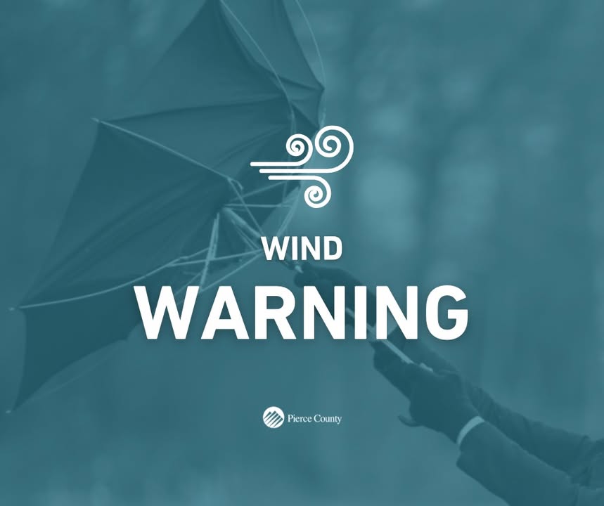 Pierce County, Wash. (@pierceco) on Twitter photo The <a href="/NWSSeattle/">NWS Seattle</a> has now issued a Wind Warning for Pierce County.
The warning is in effect starting today, Monday, Feb. 24 through 10 a.m. Tuesday, Feb. 25. Expect winds of 35 to 45 mph with gusts up to 55 to 65 mph.
For elevations greater than 4,000 feet, there is a Winter The <a href="/NWSSeattle/">NWS Seattle</a> has now issued a Wind Warning for Pierce County.
The warning is in effect starting today, Monday, Feb. 24 through 10 a.m. Tuesday, Feb. 25. Expect winds of 35 to 45 mph with gusts up to 55 to 65 mph.
For elevations greater than 4,000 feet, there is a Winter