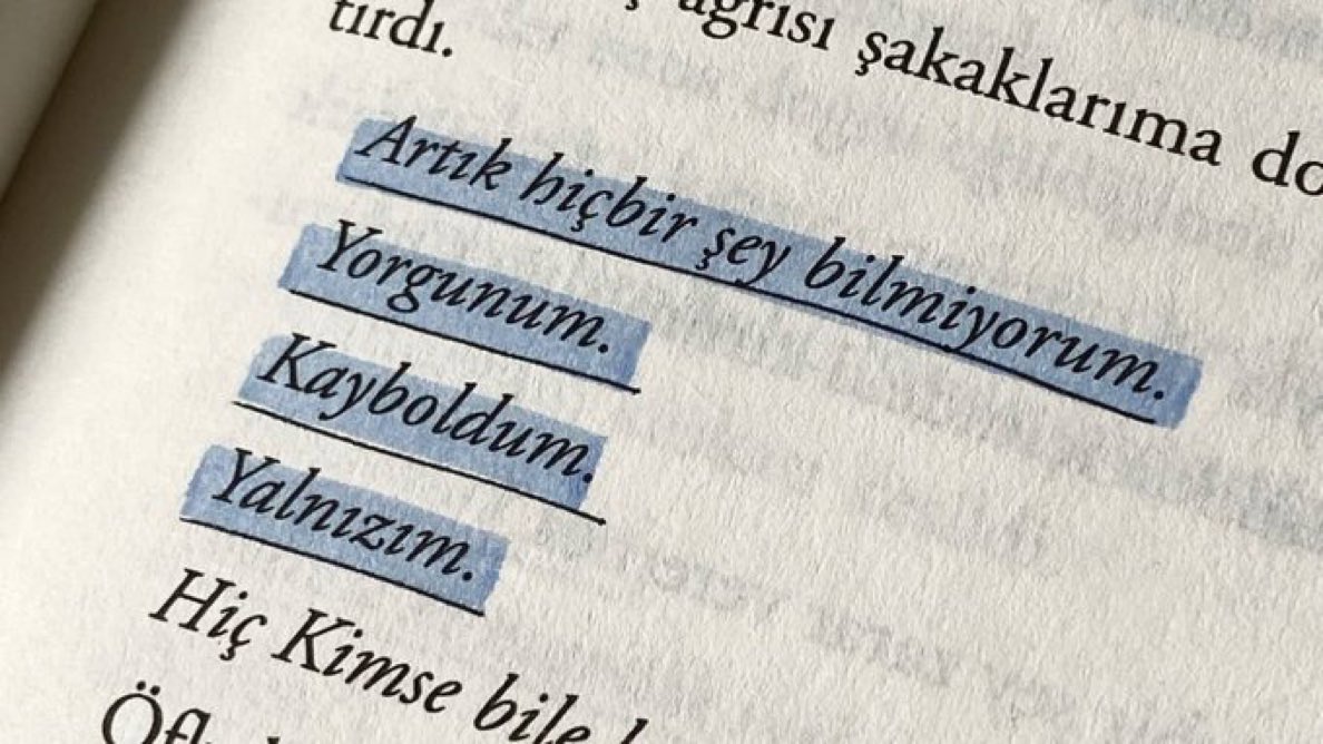 Yorgunum.
Kayboldum.
Yalnızım.