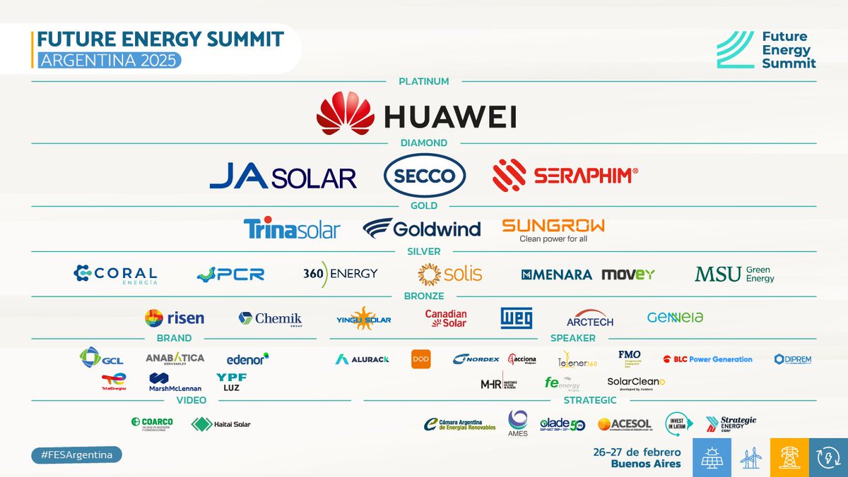 ⚡¡#FESArgentina una cita imperdible para el sector energético!

Grandes referentes del sector renovable se darán cita en este encuentro clave. ⚡🤝

🌐  El 26 y 27 de febrero, Buenos Aires 

📲Adquiere tus entradas: lnkd.in/dXJC3hTg