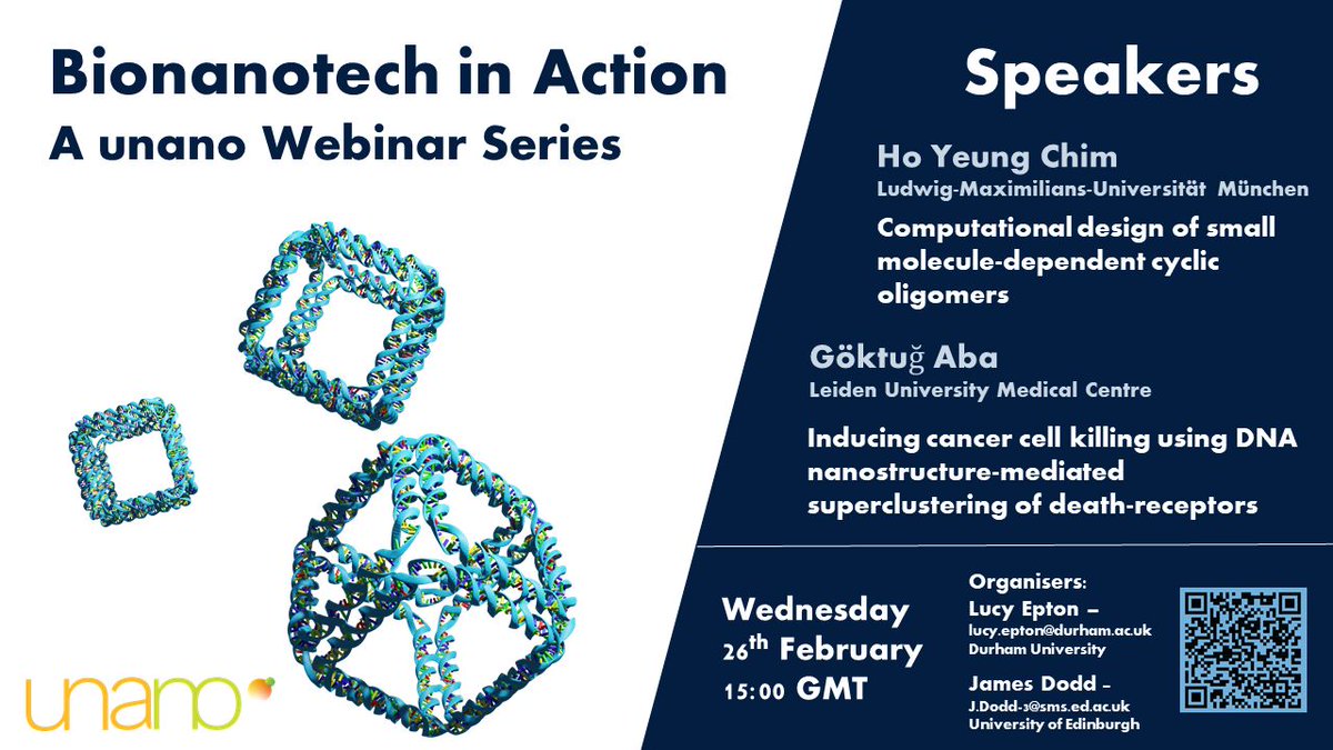 🚨 Bionanotech in Action webinar - Feb 26, 2025 15:00 GMT! 🚨

Join us for the second instalment of our new webinar series, exploring cutting-edge work in biological nanotech by early career researchers!

💻 No registration required – just click &amp; learn: blogs.ed.ac.uk/unanowebinars/