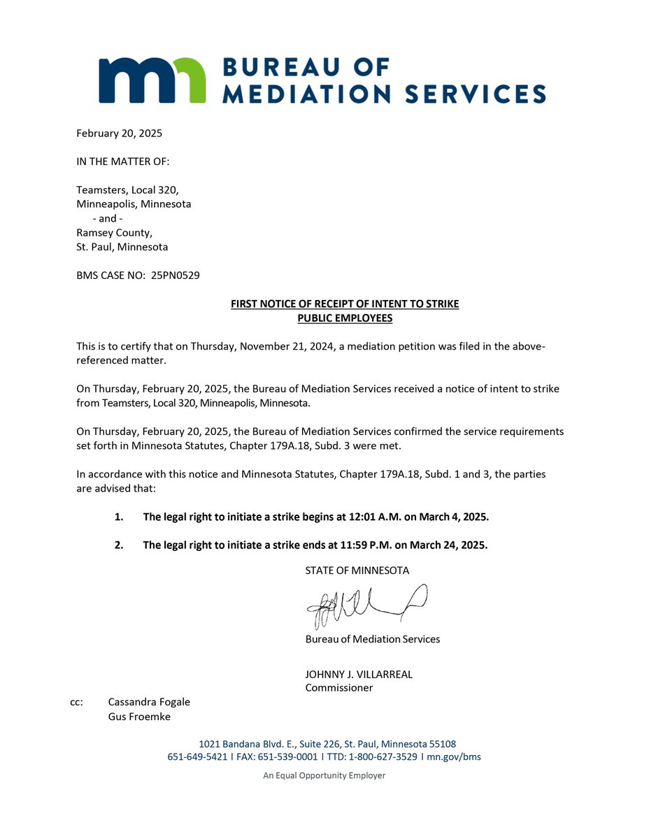 Ramsey County Probation Officers file Intent to Strike with State of Minnesota cutt.ly/MreJhtqE <a href="/Teamsters/">Teamsters</a> <a href="/TeamstersJC32/">TeamstersJointCouncil32</a> <a href="/RamseyCounty/">RamseyCounty</a>