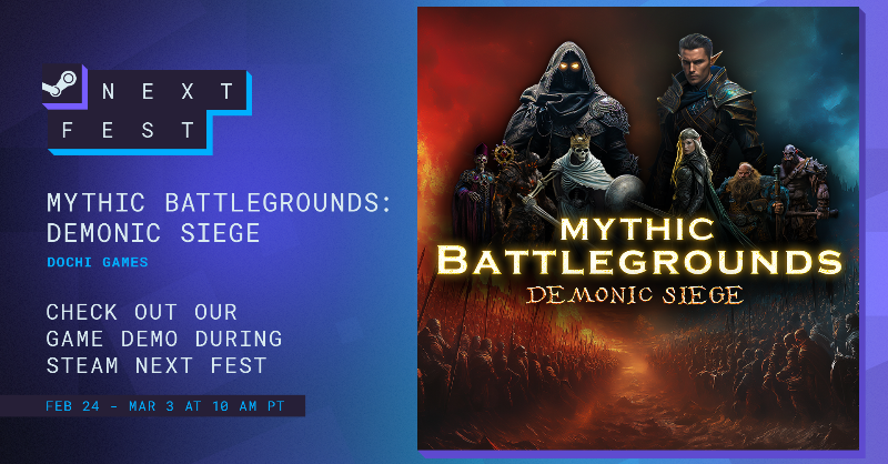MythicBattle's tweet photo. If you like strategy games and/or autobattlers try Mythic Battlegrounds.

You can play the demo during Steam Next Fest. 👇
 #SteamNextFest

https://t.co/squzJqPYAF