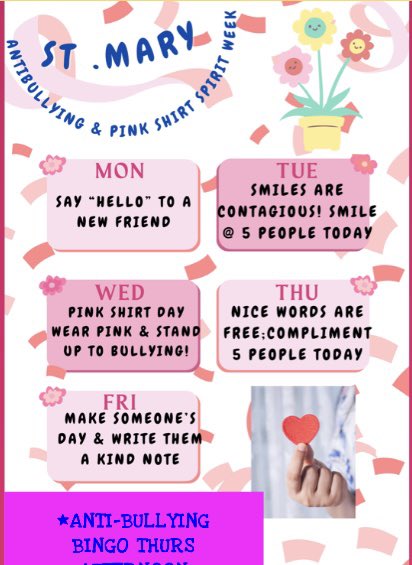 MadameSD (@madame_sd) on Twitter photo Recognizing Pink Shirt Day 👚 all week <a href="/StMaryDPCDSB/">St Mary Brampton DPCDSB</a> with our daily Kindness Challenges 🩷
#DPkind #DPpinkshirtday
<a href="/DPwellness4all/">DPwellness4all</a> Recognizing Pink Shirt Day 👚 all week <a href="/StMaryDPCDSB/">St Mary Brampton DPCDSB</a> with our daily Kindness Challenges 🩷
#DPkind #DPpinkshirtday
<a href="/DPwellness4all/">DPwellness4all</a>