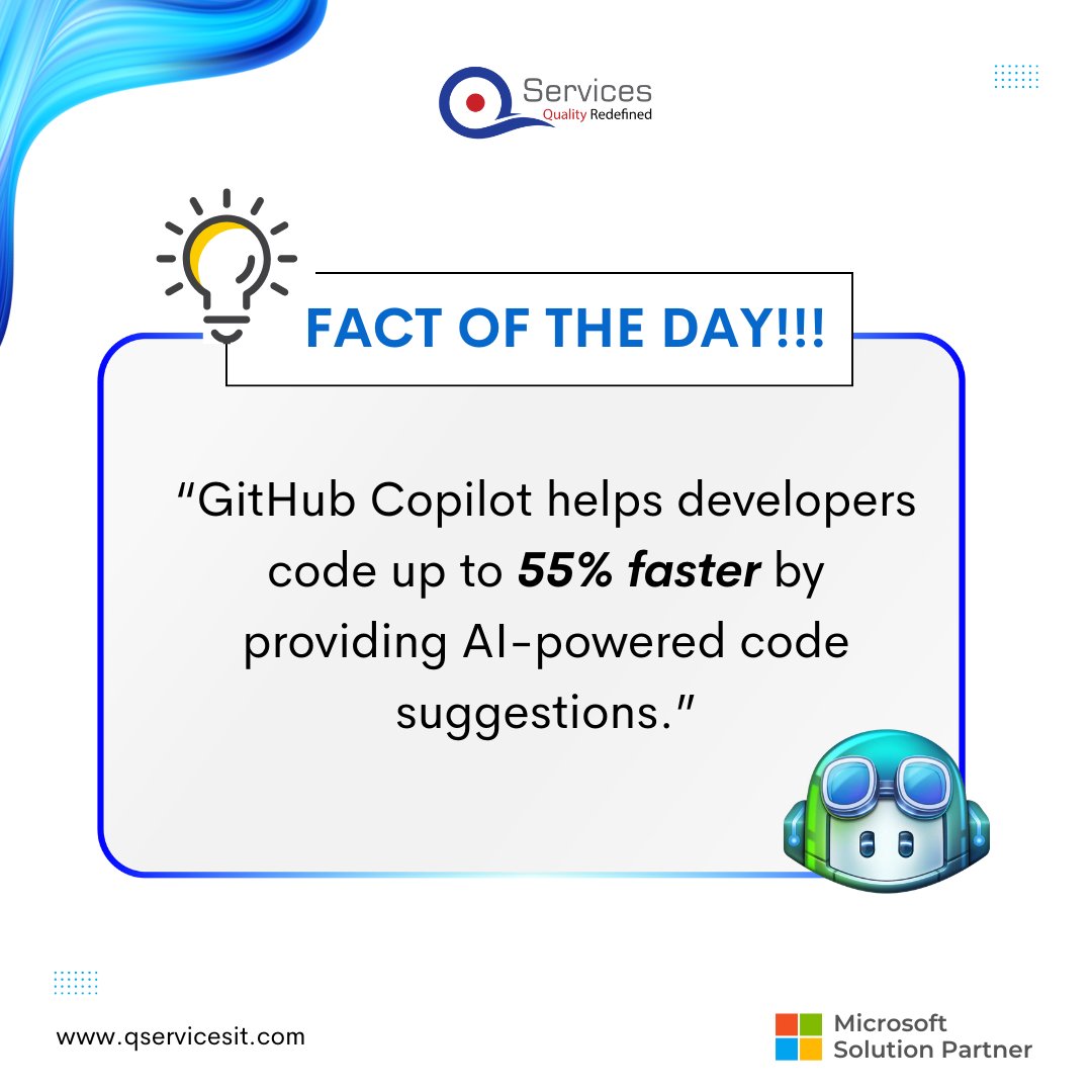 qservicesit's tweet image. Code faster, build smarter! How do you see AI shaping development?
Let us know your experience! 💡👇
#FactOfTheDay #GitHubCopilot #AIinCoding #Innovation
#DeveloperTools #Developer #AI